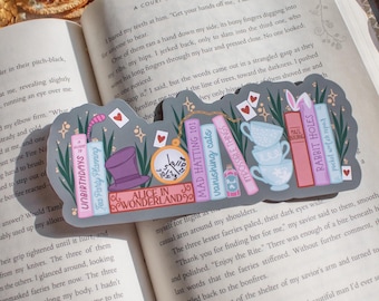 Wonderland Bookshelf Die-Cut Bookmark | Alice in Wonderland Merch for Fantasy and Book Lovers