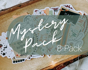 Mystery Sticker Pack | 8 wasserfeste Aufkleber | Laptop und Wasserflasche Aufkleber | 2,5-3,5 Zoll Spülmaschinenfeste Aufkleber |