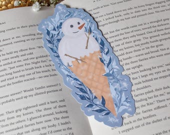 Marcapáginas troquelado con forma de cono de muñeco de nieve para lectores y amantes de los libros