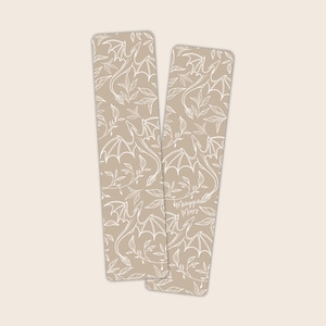 Cream & White Floral Dragon Bookmark  | Bookish Aesthetic | Book Worm Gifts | Reader Present | 2"x8" | Fantasy Book Lover Merch