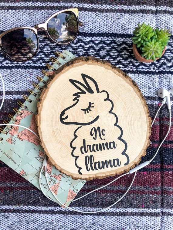 No Drama Llama Wall Wood Slice Llama Decor Dorm Room Ideas College Girl Room University Housing Teen Girl Room Ideas No Drama