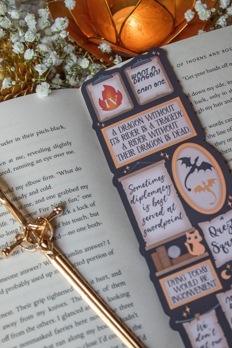 Fourth Wing Bookmark | Quote Wall Die-Cut Page Marker for Fantasy Readers image 7