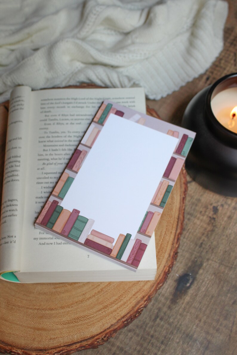 Cozy Autumn Bookshelf Notepad | 4