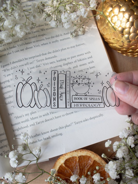 Autumnal Spooky Bookshelf Sticker | Halloween Kindle Bookish Waterproof Vinyl Sticker | Fantasy Reader | Book Lover | 4.25”