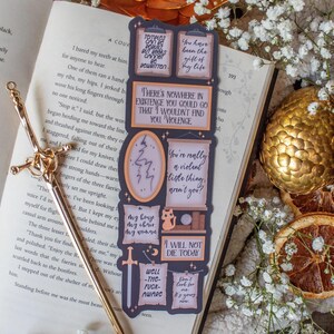 Fourth Wing Bookmark | Quote Wall Die-Cut Page Marker for Fantasy Readers image 2