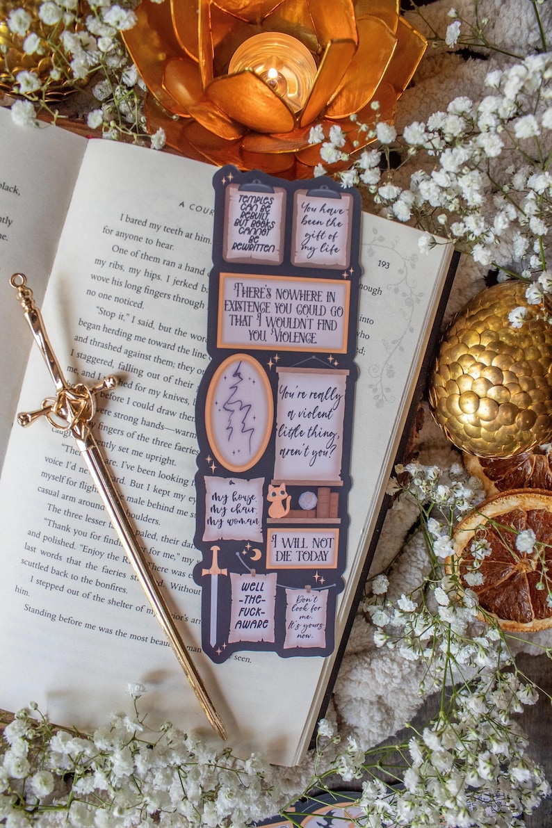 Fourth Wing Bookmark | Quote Wall Die-Cut Page Marker for Fantasy Readers image 2