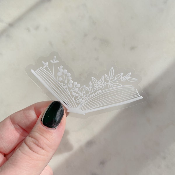 Blumen Buch Aufkleber | Bücherwurm Notebook Aufkleber | Wasserdichte Flasche und Kindle Aufkleber | Buchwurm Geschenke |  Leser Aufkleber | 3x1,53