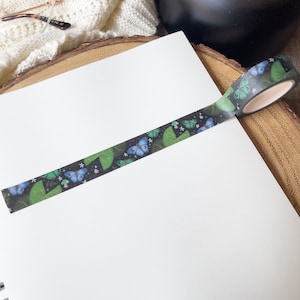 Midnight Lilypad Washi Tape | 15mm Wide by 10m long | Fantasy Washi Tape | Magical Forest Book Journal Supplies | Reading Journal Merch