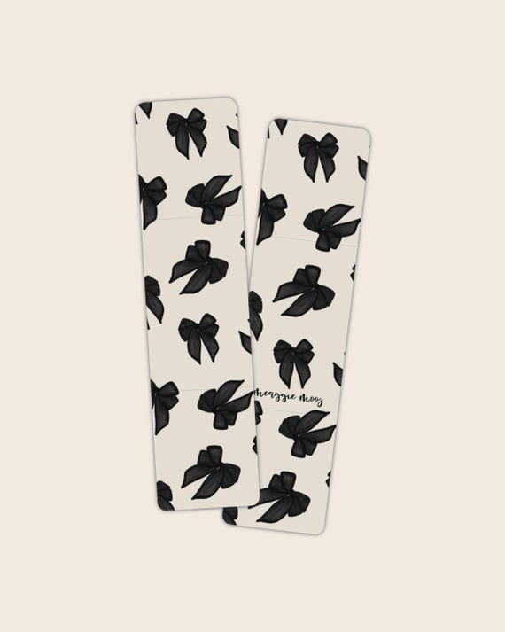 Ivory Black Bows Bookmark  | Bookish Aesthetic | Book Worm Gifts | Reader Present | 2"x8" | Fantasy Book Lover Merch