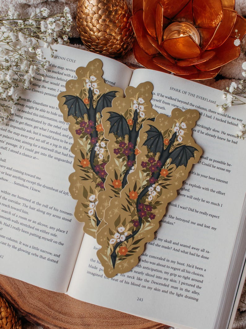 Fantasy Wyvern Die-Cut Bookmark for Romantasy Readers and Book Lovers image 3