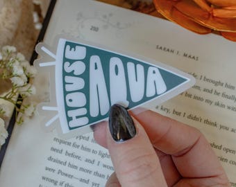 Zodiac Academy Sticker | House Aqua Pennant Waterproof Vinyl Decal for Fantasy Readers
