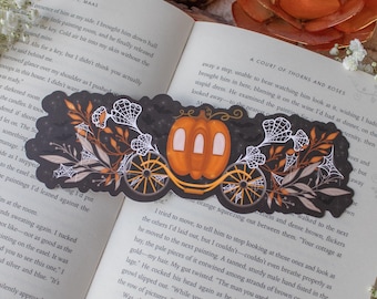 Spooky Halloween Midnight Pumpkin Carriage Die-Cut Bookmark