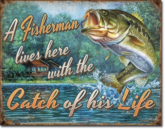 Heddon Tackle Fishing Tin Sign Retro Ad Old Style Decor Fisherman Gift USA 16/"