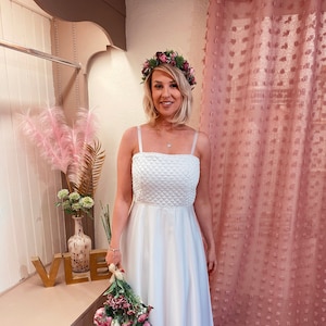 Boho 1970s wedding dress, Vintage 70s, Unique White wedding dress, quilted bodice festival,Sustainable Eco Friendly, size 12 Pretty
