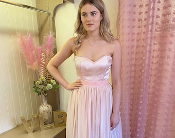 Pink Prom Dress, Pretty Pastel, Baby Pink Prom Dress, Strapless Prom/Bridesmaid Dress  UK 8  1950s Full Length Formal Party