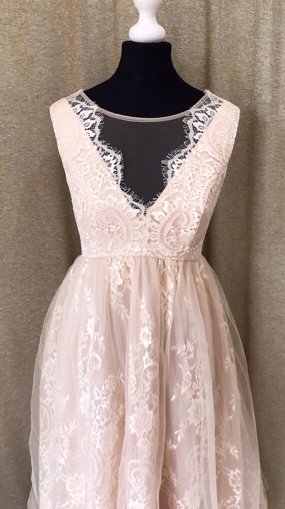 empire line wedding dress lace overlay