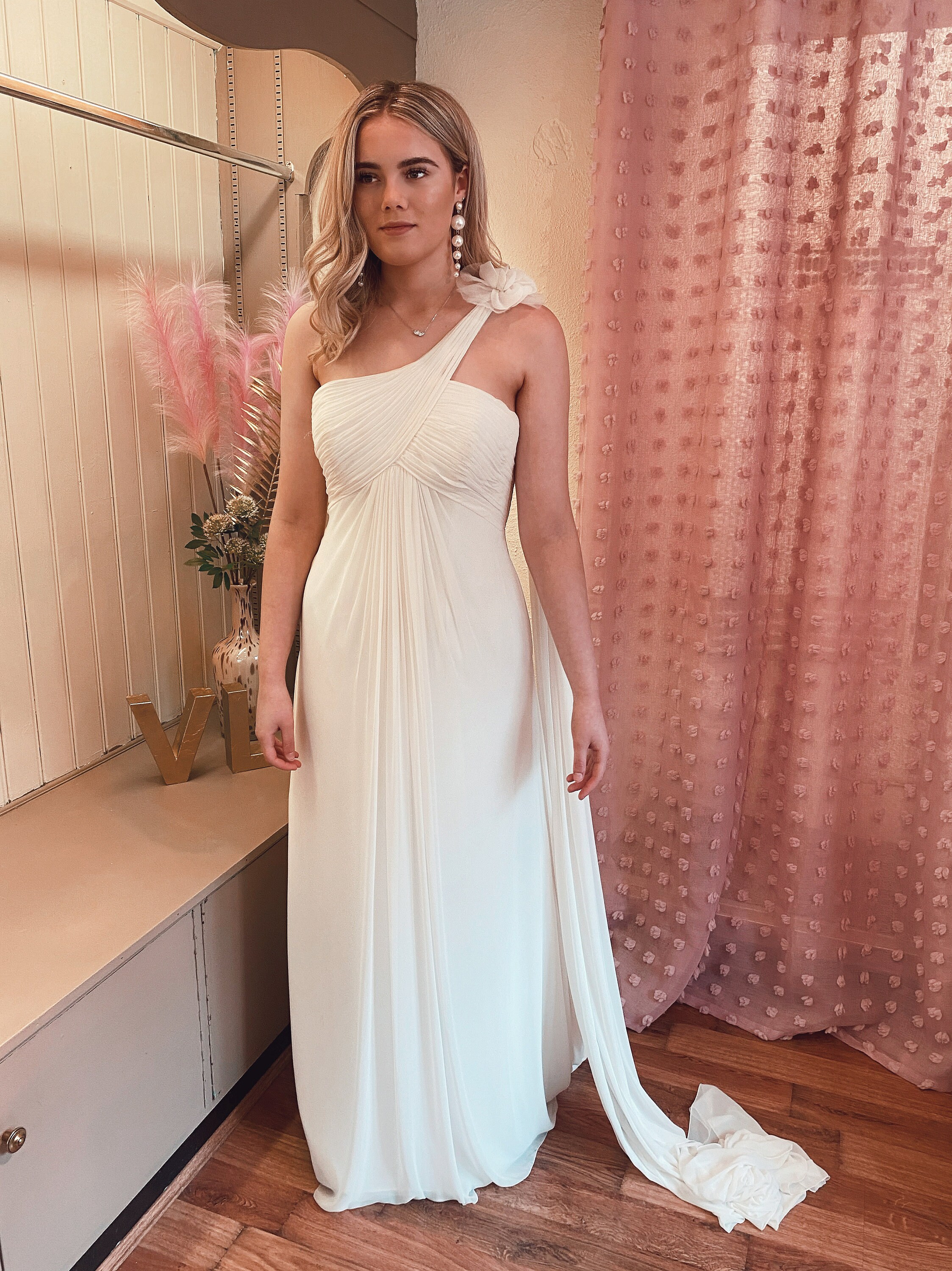 Grecian Wedding Dress One Shoulder Wedding Dress Ivory - Etsy Norway