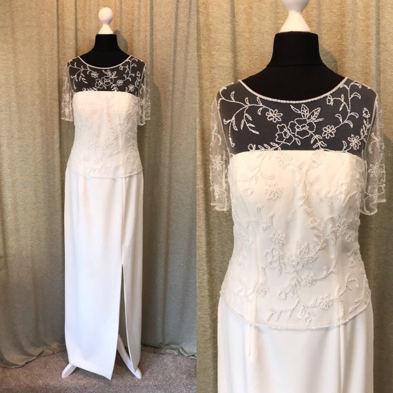 Beaded Wedding Dress, Illusion Wedding Dress, Vin… - image 4
