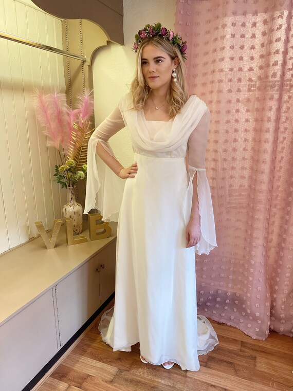 vintage cowl neck wedding dress