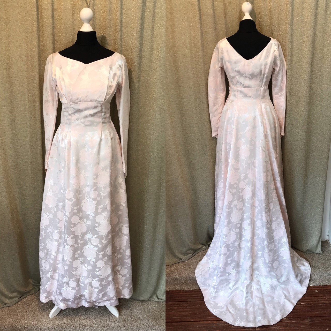 VIntage Wedding Dress 1950s Floral Rose Dress Blush Pink | Etsy