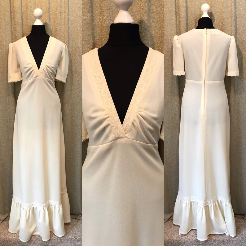 Simple Boho Festival Alternative Wedding Dress Uk 12 Cream Etsy