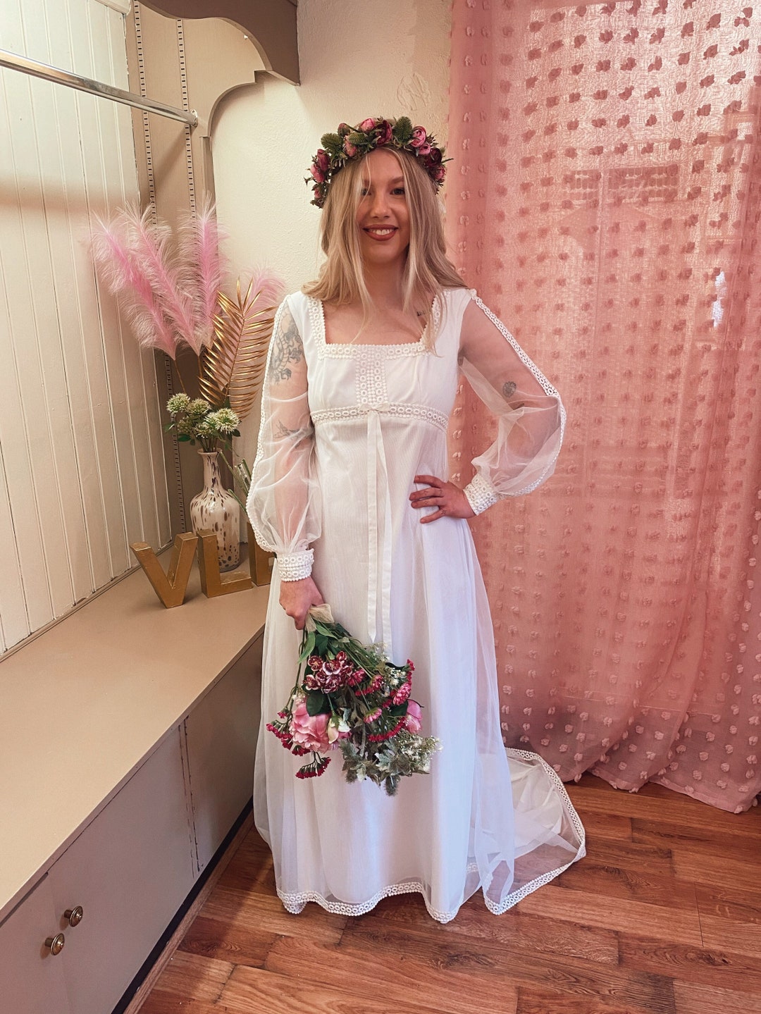 1960s Wedding Dress Vintage 60s Wedding Dress Sixties Empire Line