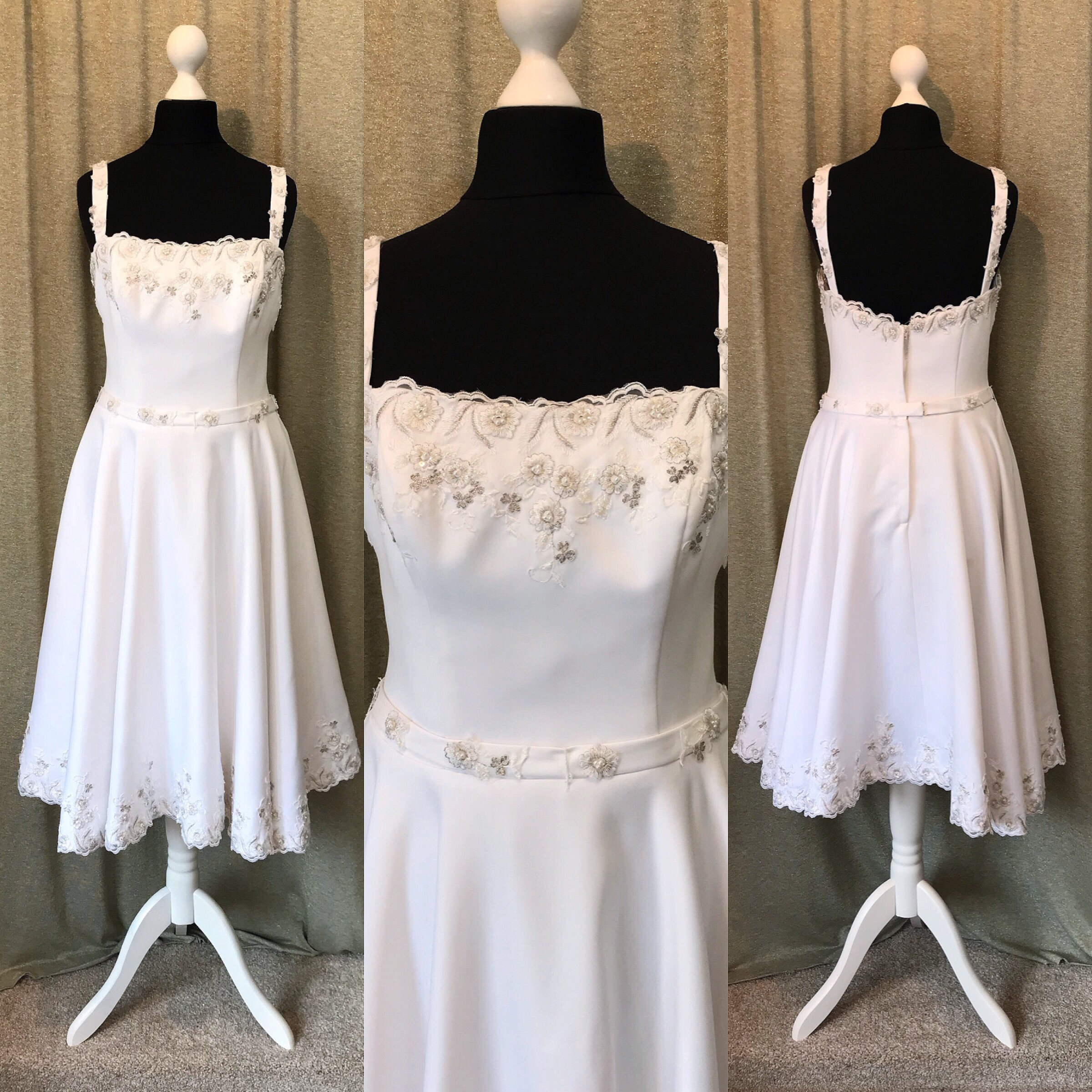 White Tea Length Wedding Dress