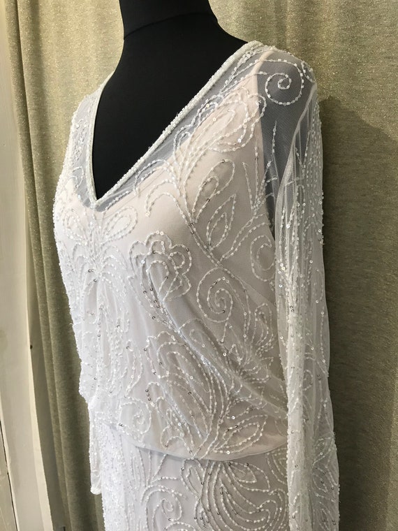 Beaded plus size wedding dress, 1920s wedding dres