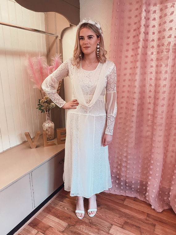 Vestido de novia vintage de la d cada de 1940 hecho a mano gasa