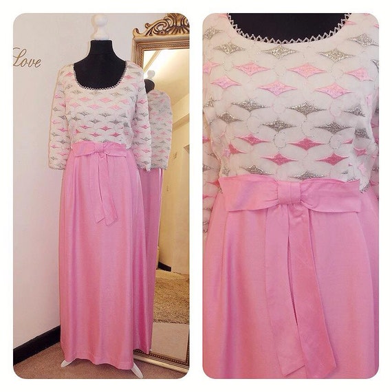 1960s vintage Pink Bridesmaid Dress / Maxi Dress/
