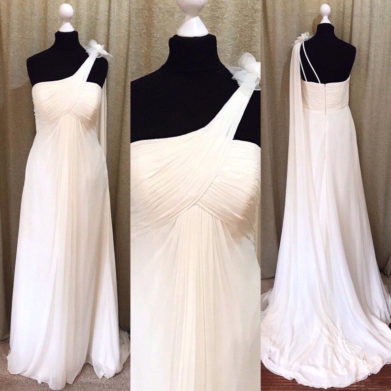 Grecian Brown Jeweled One Shoulder Evening Gown CX880996