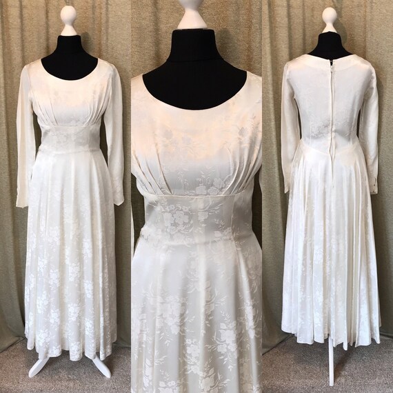 1940s 1950s Vintage Ivory Brocade Wedding Dress Fit And Flare Etsy