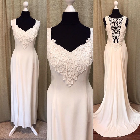 Vintage Wedding Dress Boho Wedding Dress Lace Low Back Etsy