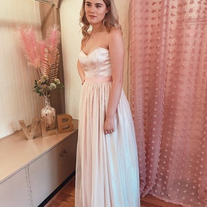 Pink Prom Dress, Pretty Pastel, Baby Pink Prom Dress, Strapless Prom/Bridesmaid Dress UK 8 1950s Full Length Formal Party image 2