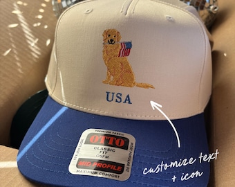Gorra de camionero Golden Retriever de EE. UU.: Gorra Golden Retriever, estilo americano, 4 de julio, Día de la Independencia, estilo vintage American Honey.