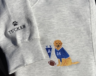 Sudadera personalizada con cuello redondo y bordado de Golden Retriever para el día del partido, gorra de camionero personalizada con el espíritu del equipo y el Golden Retriever americano. Regalo ideal.