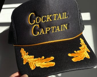 Cocktail Captain Trucker Hat: Lake Day Nautical Rope Foam Trucker Hat