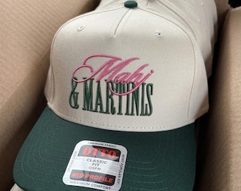 Gorra de camionero Mahj & Martinis, regalo para viaje de chicas Martini Extra Dirty, gorra de camionero Dirty Martini, gorra Gin Martini, gorra de cóctel personalizada