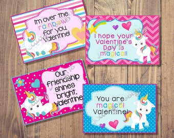 Unicorn Valentine Card; Valentine's Day; Valentines; Class Party; Invite; kids Valentine Card; Printed Valentines; instant download