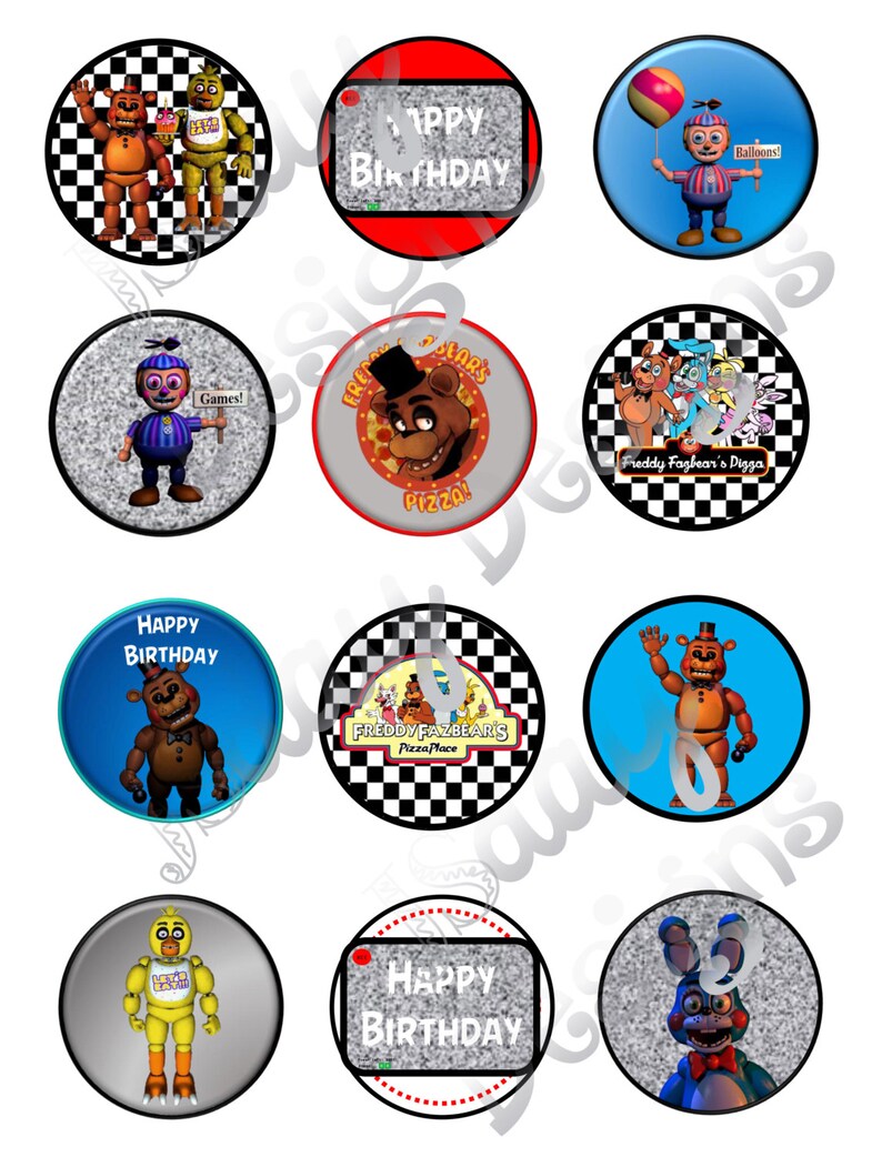 Fnaf Cupcake Topper Five Nights at Freddy's Party | Etsy