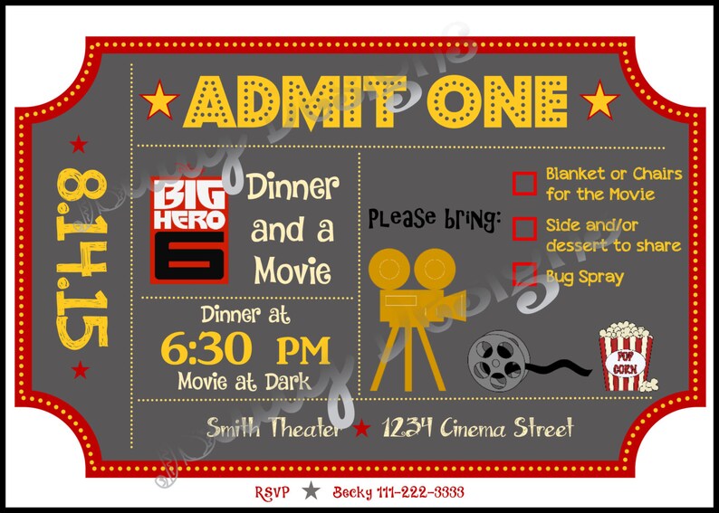 Movie Invite Movie Night Invitation Outdoor Movie Invite | Etsy