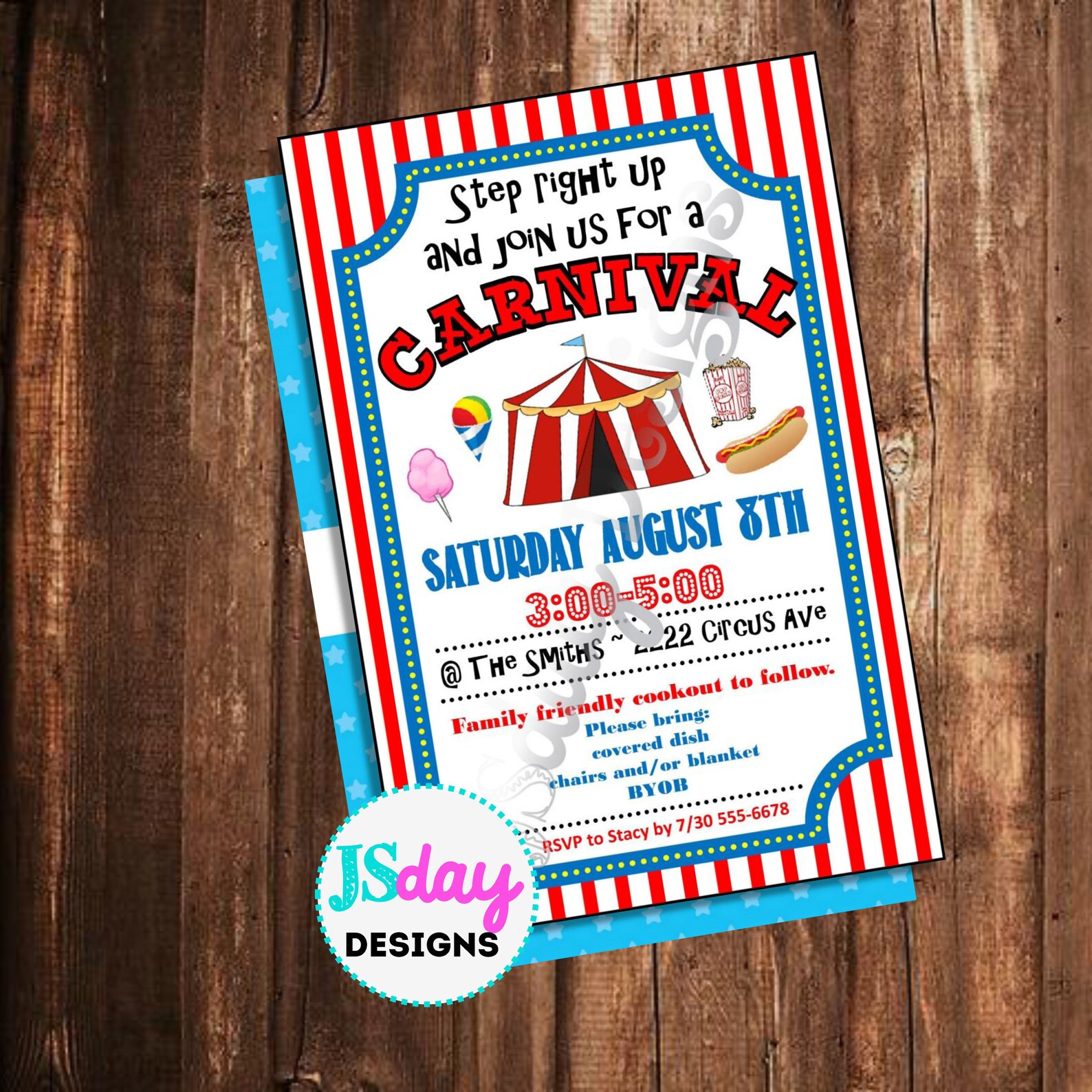 Carnival Invitation Carnival Invite Circus Cookout Party Etsy
