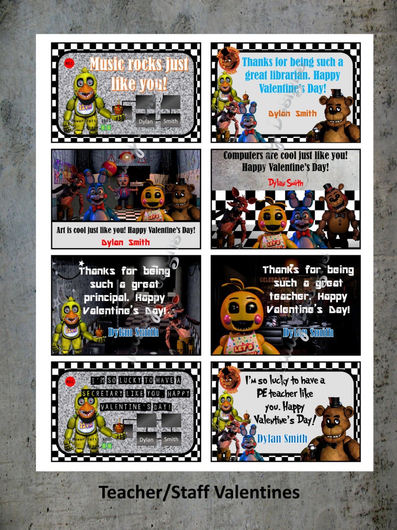 FNaf Valentine Valentine's Day Valentines Five Nights | Etsy