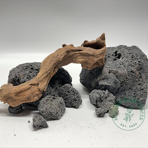 Black Lava Rock and Weathered Driftwood Hardscape Set / Nano Aquarium / Randomly Selected