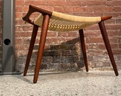 Hans Wegner Teak and Cane JH539 Stool Ottoman for Johannes Hansen