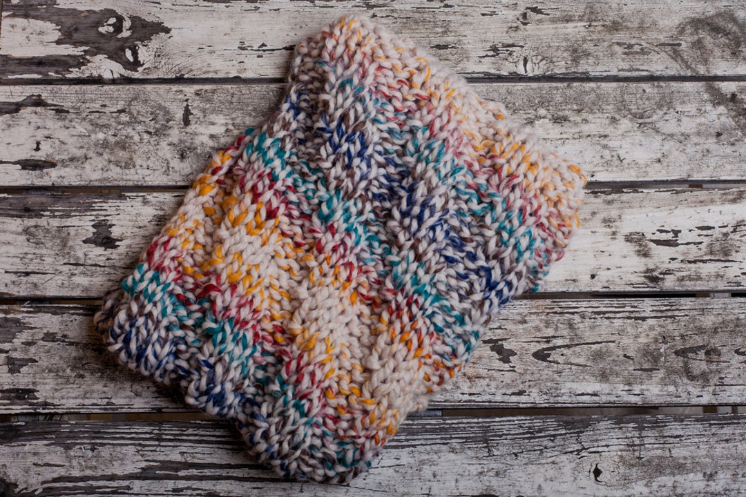 Rainbow Cowl Thick Cozy Handknit Scarf - Etsy