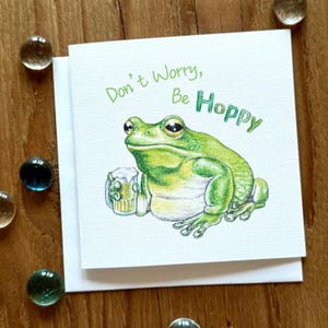 Frog Beer Pun Greeting Card | (Blank Inside with Optional Custom Message)