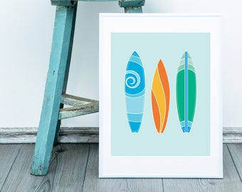 Surfboard digital print, Surf print, 8x10 print, beach wall art, beach print, beach decoration, wall decor