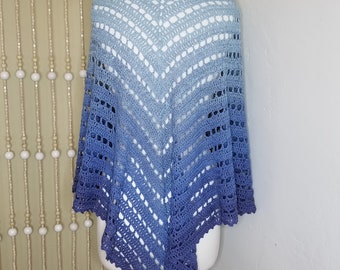 Lightweight  Shawl with Seaglass Embellishment — DENIM