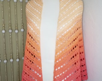 Lightweight  Shawl with Seaglass Embellishment — CORAL